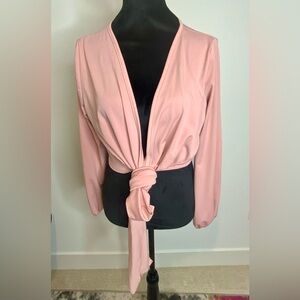 Chic Blush Pink Convertible Wrap Crop Top | Size L | Never Worn